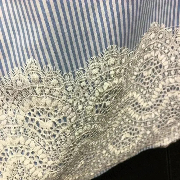 Charter Club Scalloped Lace Trim Hem,3/4 bell sleeve,keyhole back,boatneck - Picture 3 of 8